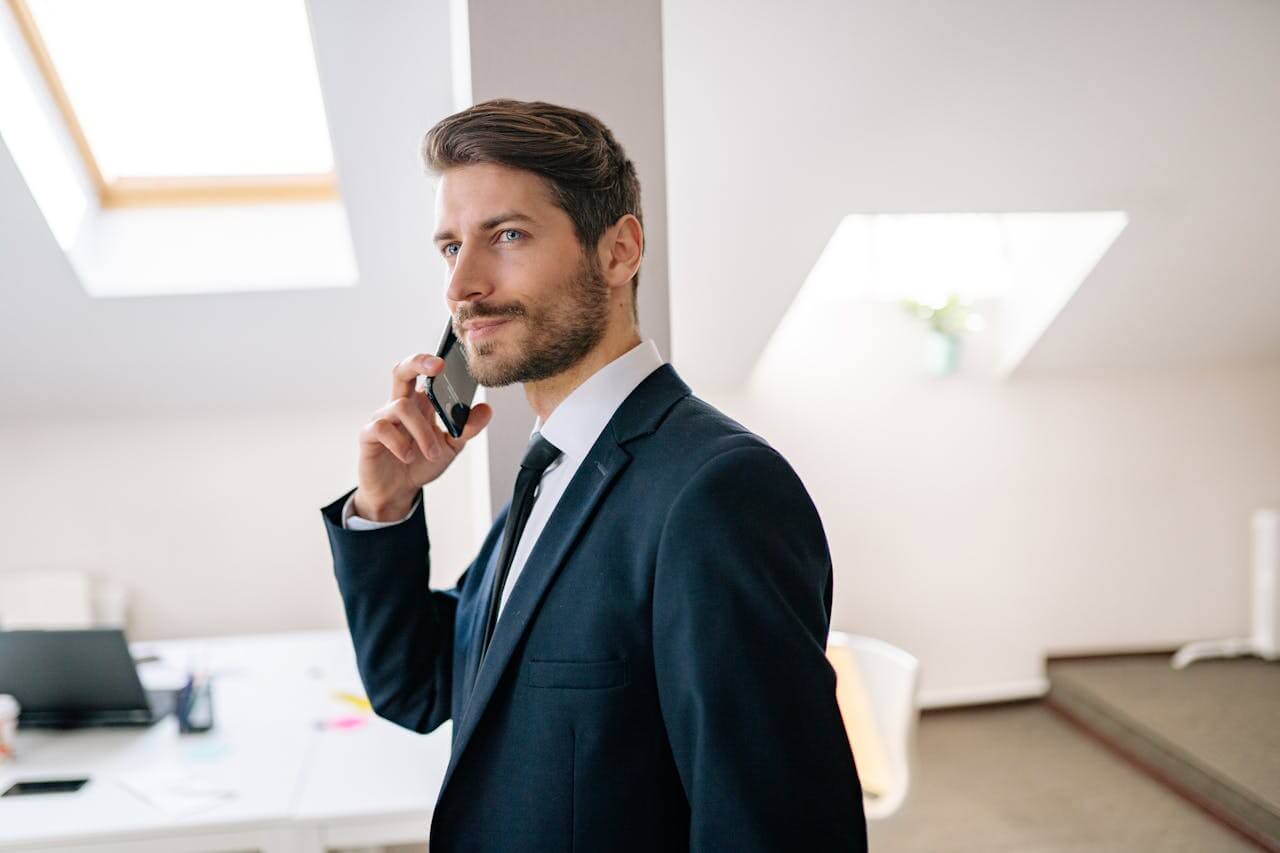 Confident businessman building social capital